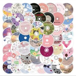 60 Pcs Waterproof Music CD Vinyl Stickers Bundle Set